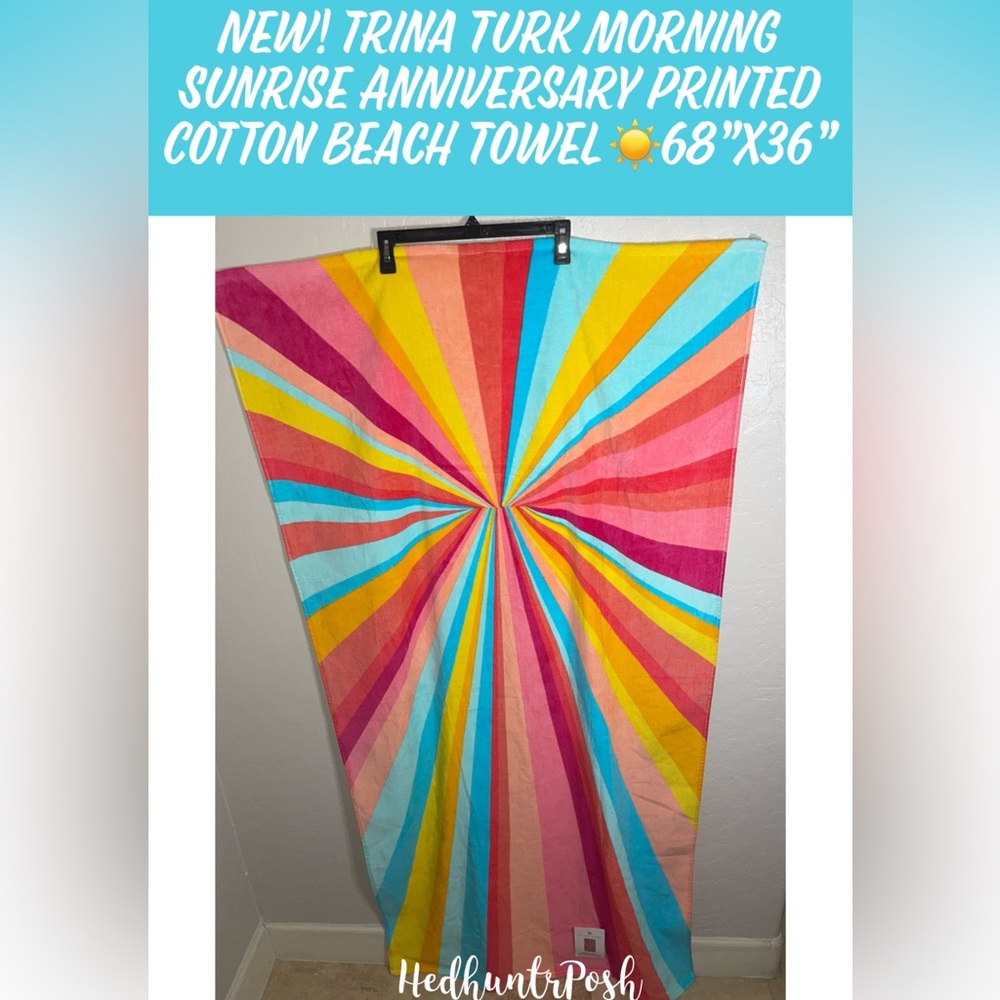 🎉HP🎉New! Trina Turk Morning Sunrise Anniversary Printed Beach Towel☀️68”x36”